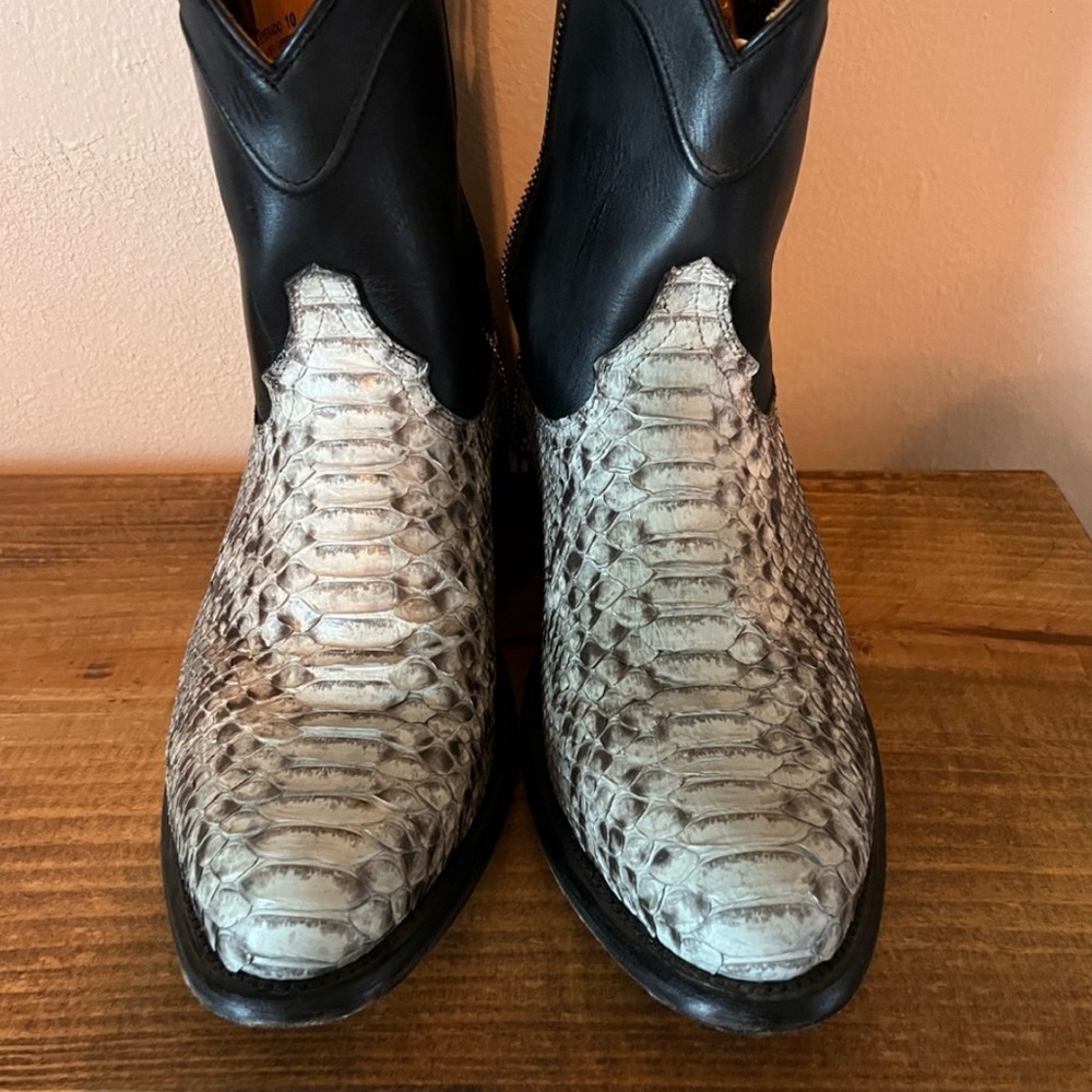 Freebird Black and Grey/White Snakeskin Boots